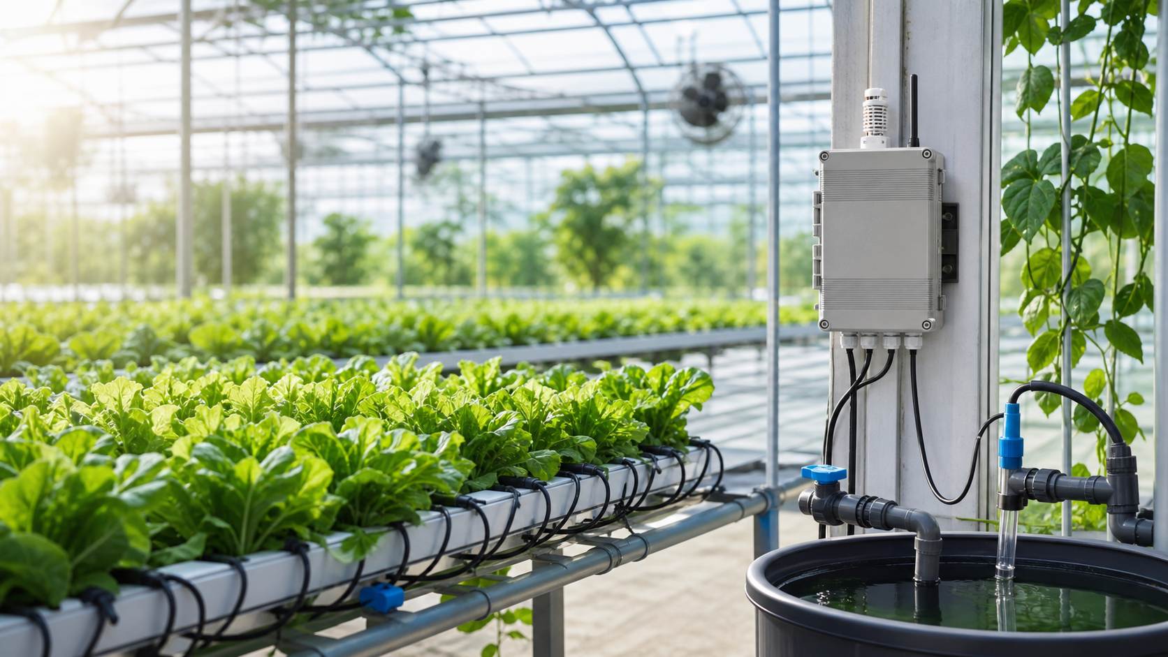 Environmental and nutrient solution monitoring in a modern smart farm greenhouse