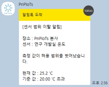 Sensor threshold alert message